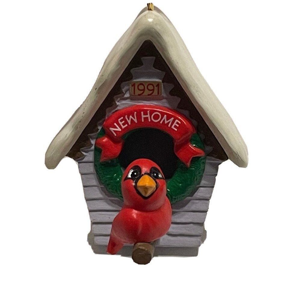 Vtg Hallmark 1991 Christmas Ornament New Home Cardinal Bird House